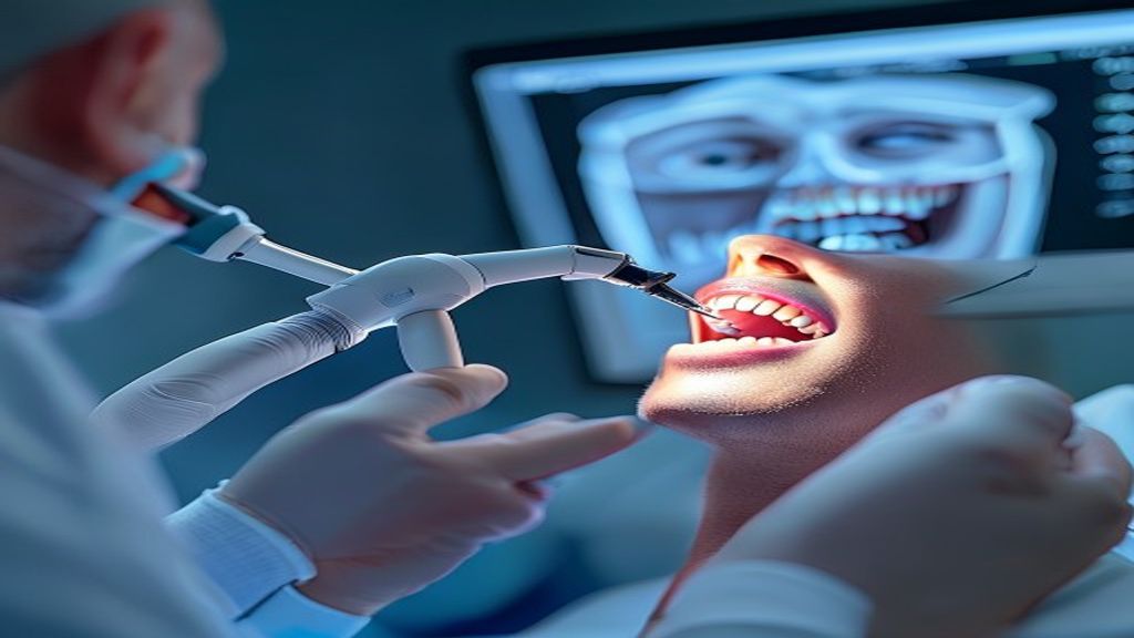 Praticien réalisant une empreinte optique dentaire selon un protocole de scan intra-oral au cabinet
