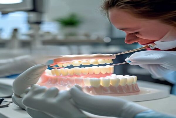 Montage des dents d'une prothèse amovible complète sur articulateur au laboratoire