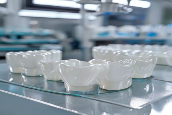 Blocs et couronnes en vitrocéramique dentaire disilicate dans un laboratoire de prothèse